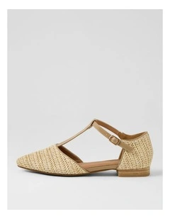 Allora Natural Synthetic Raffia Flat Shoes