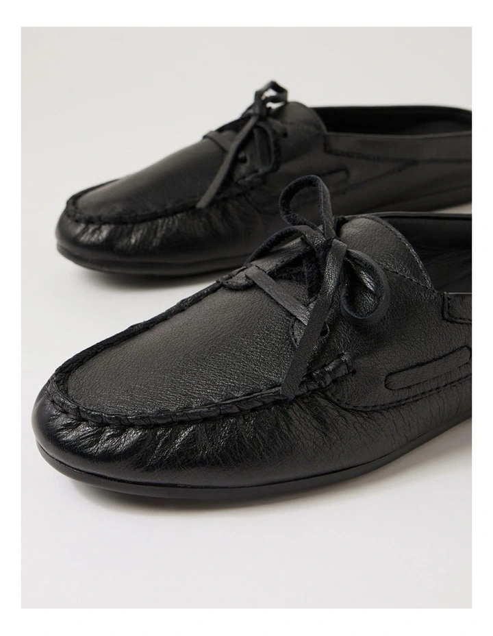 Ebuni Black Leather Flat Shoes image 5