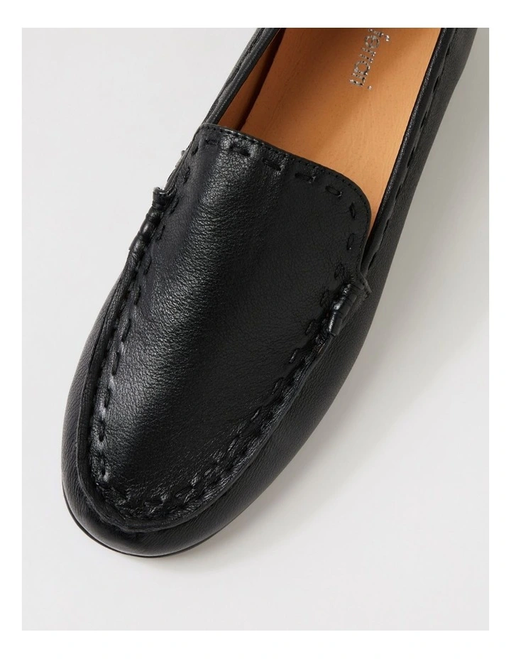 Rana Black Leather Flat Shoes image 4