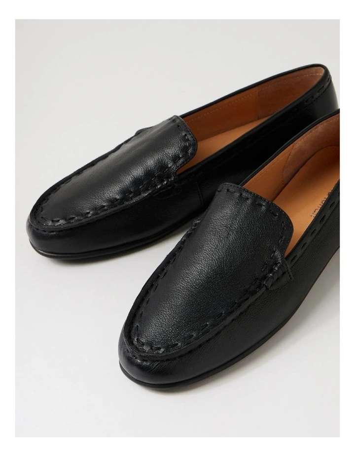 Rana Black Leather Flat Shoes image 5