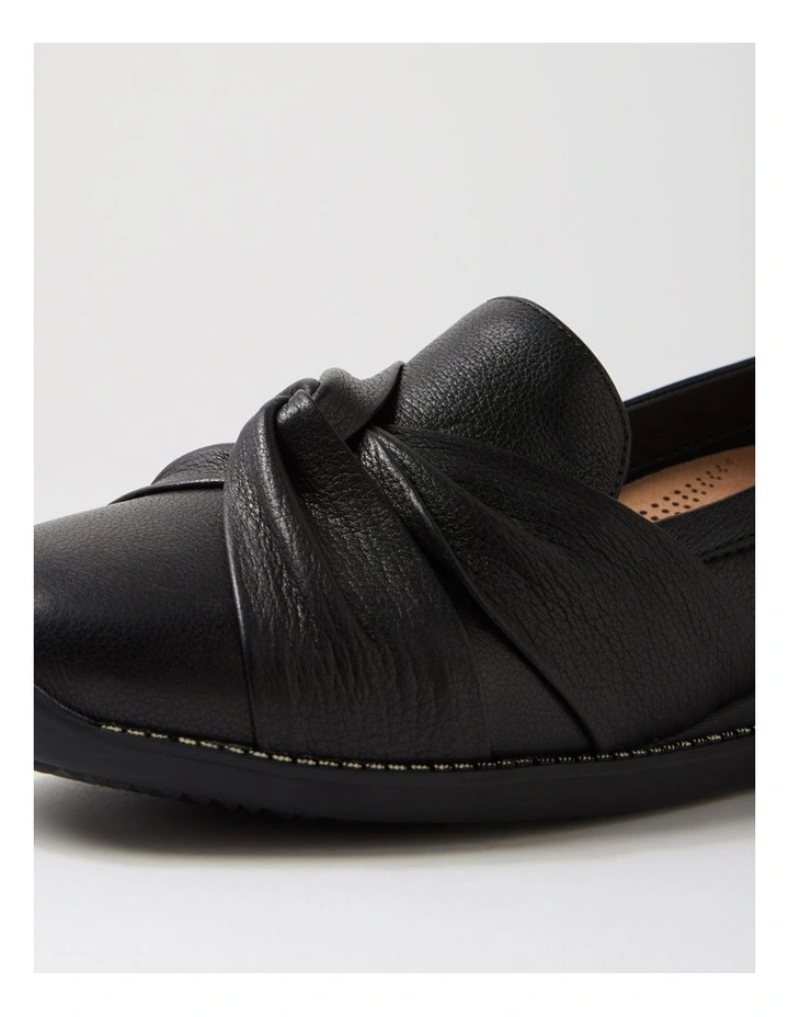 Inies Black Leather Flat Shoes image 5