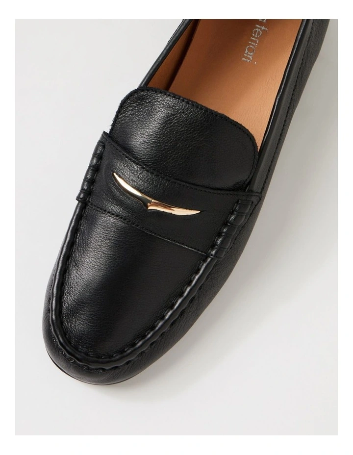 Rhaul Black Leather Flat Shoes image 4