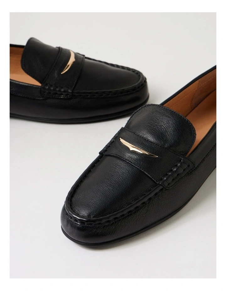 Rhaul Black Leather Flat Shoes image 5