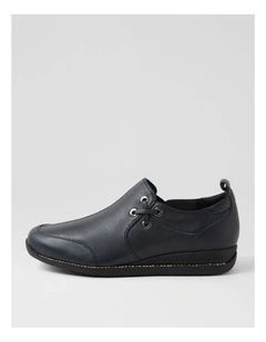 Ivyies Navy Leather Flat Shoes