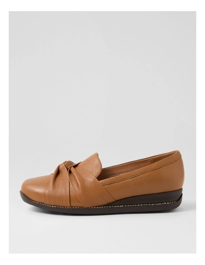 Inies Dark Tan Brown Leather Flat Shoes image 1