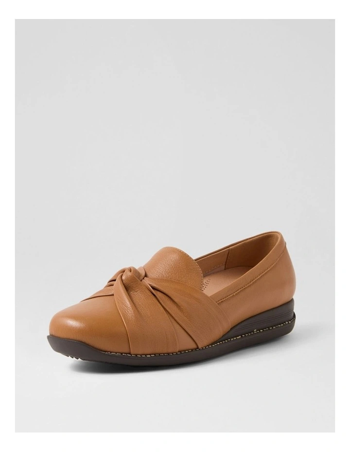 Inies Dark Tan Brown Leather Flat Shoes image 2