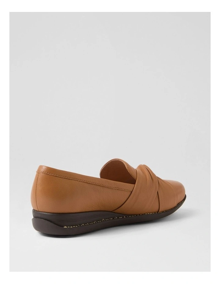 Inies Dark Tan Brown Leather Flat Shoes image 3