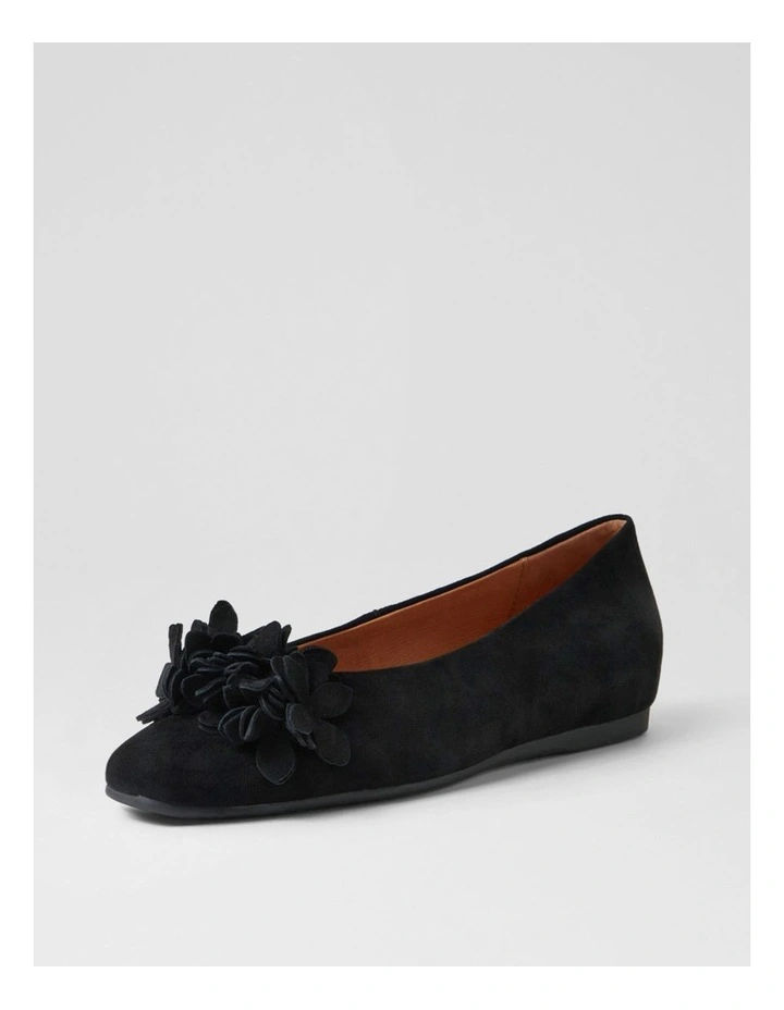 Khloes Black Suede Flat Shoes image 2