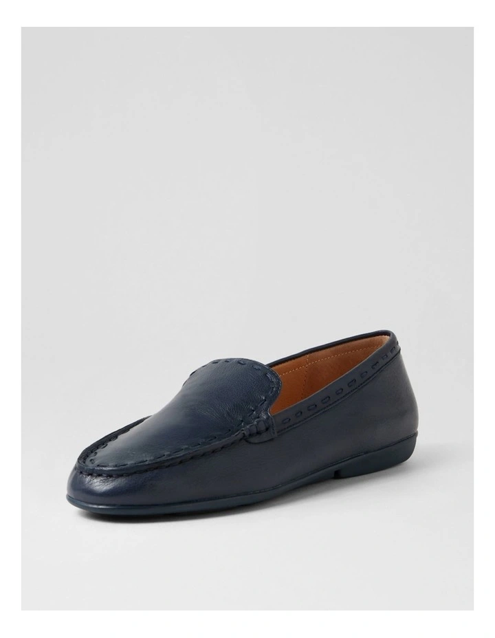 Rana Navy Leather Flat Shoes image 2