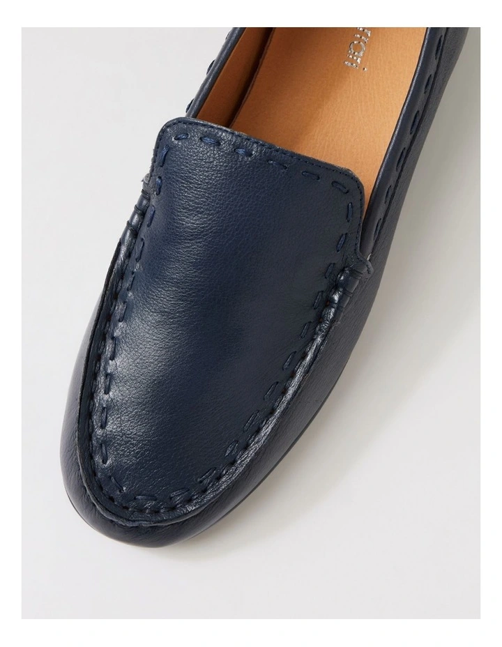 Rana Navy Leather Flat Shoes image 4
