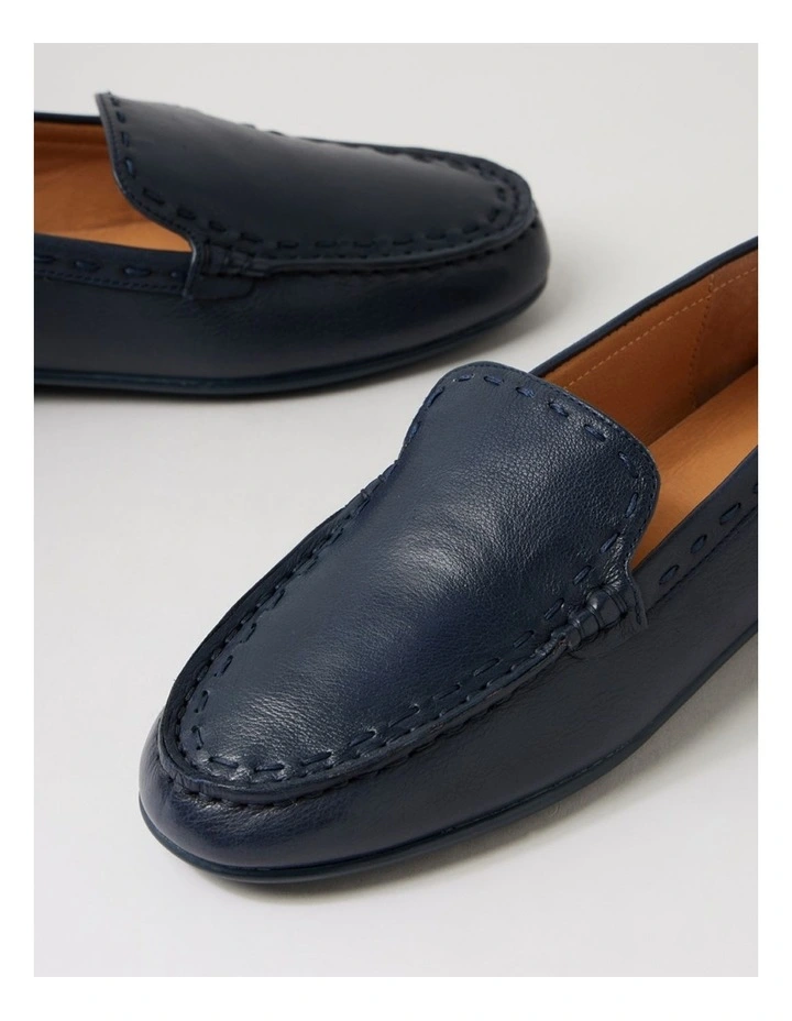Rana Navy Leather Flat Shoes image 5