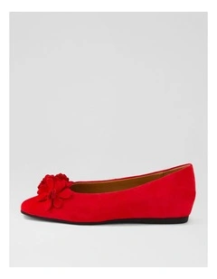 Khloes Red Suede Flat Shoes