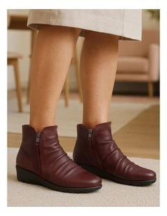 Maxie Wine Black Leather Ankle Boots