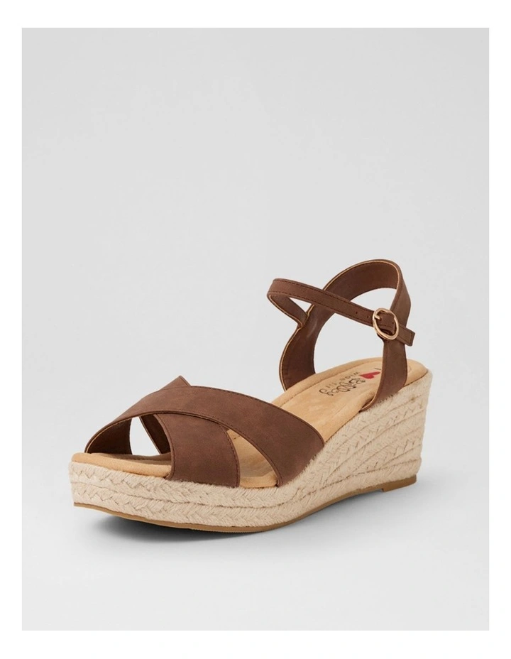 Swerko W Chocolate Nubuck Pu Platform Wedge Sandals image 2