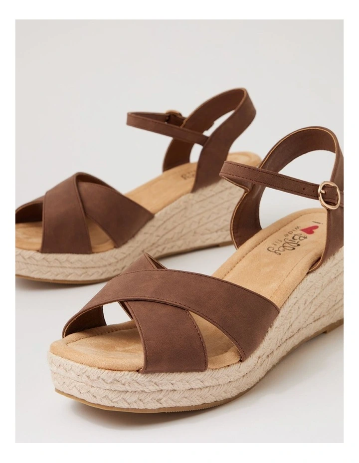Swerko W Chocolate Nubuck Pu Platform Wedge Sandals image 5