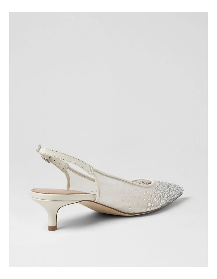 Quille White Silver Jewel Mesh Leather Heels image 3