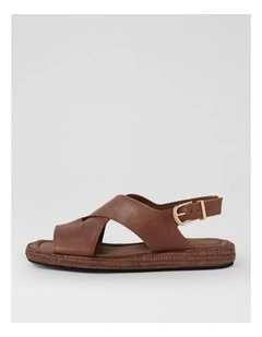Realli Choc Leather Woven Sandals