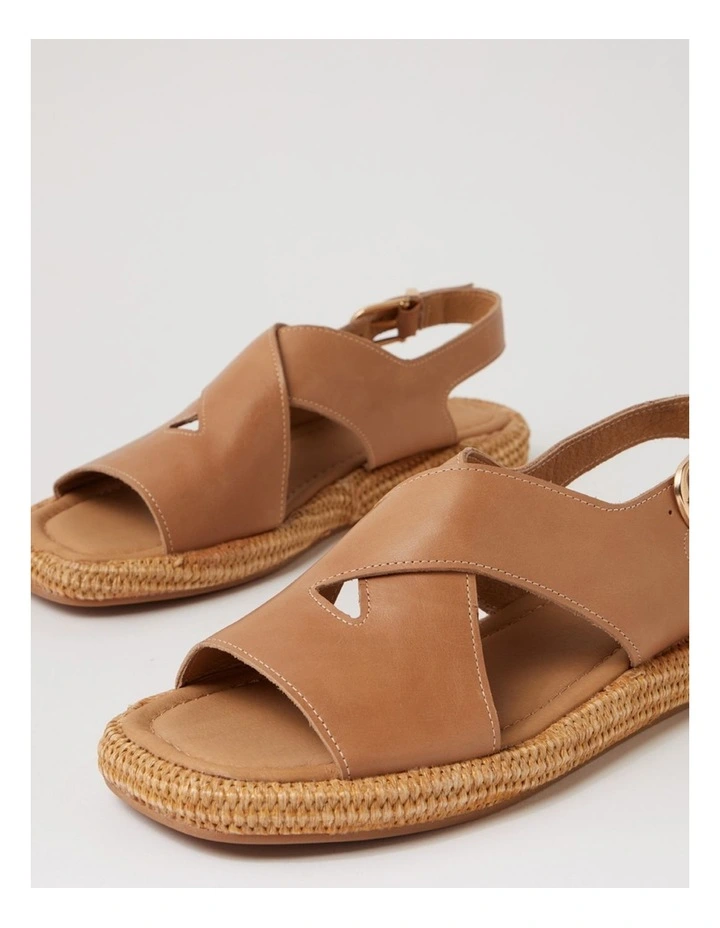 Realli Cappuccino Leather Woven Sandals image 5