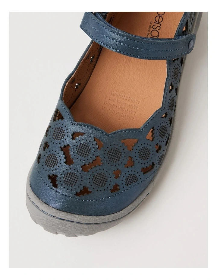Tadaa Blue Shimmer Suede Flat Shoes image 4