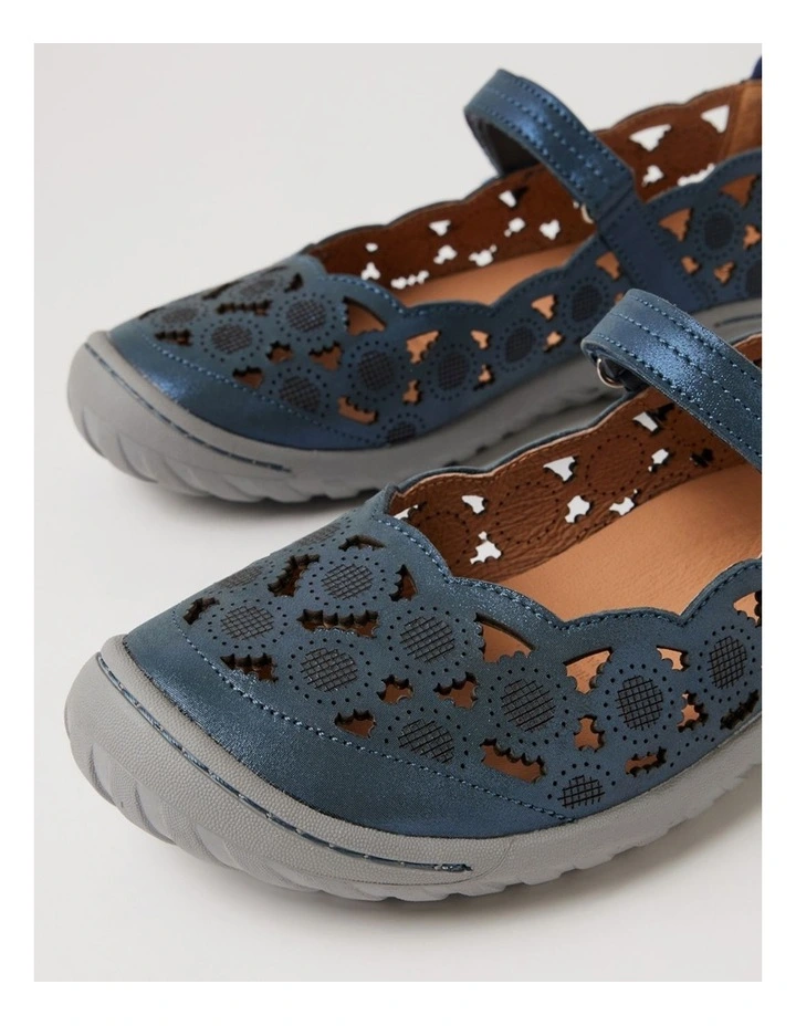 Tadaa Blue Shimmer Suede Flat Shoes image 5
