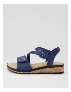 Trancine Dark Blue Snake Nubuck Pu Sandals