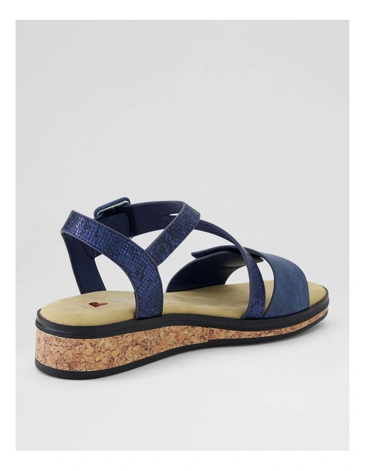 Trancine Dark Blue Snake Nubuck Pu Sandals image 3