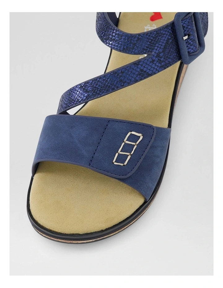 Trancine Dark Blue Snake Nubuck Pu Sandals image 4