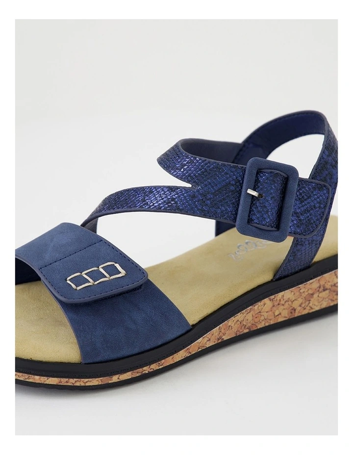 Trancine Dark Blue Snake Nubuck Pu Sandals image 5