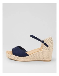 Sayeri W Navy Fabric Platform Wedge Sandals