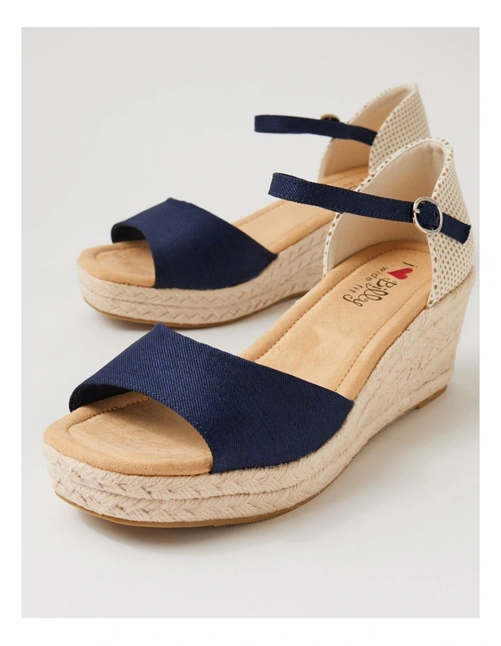 Sayeri W Navy Fabric Platform Wedge Sandals image 5