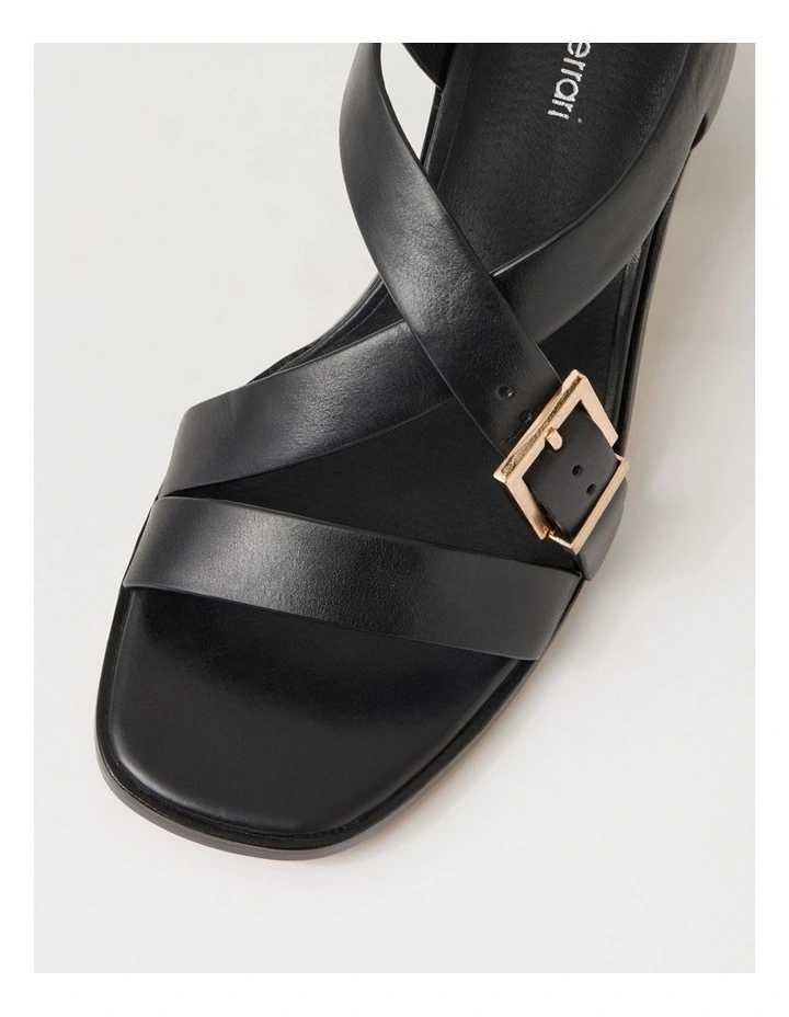 Acola Black Black Heel Leather Sandals image 4