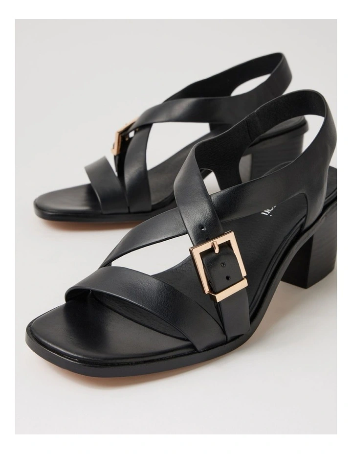 Acola Black Black Heel Leather Sandals image 5