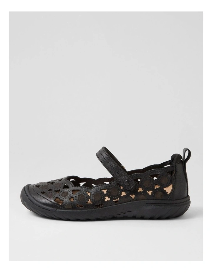 Tadaa Black Leather Flat Shoes image 1