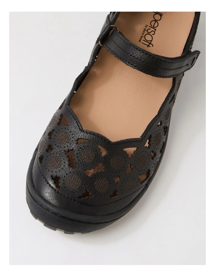 Tadaa Black Leather Flat Shoes image 4