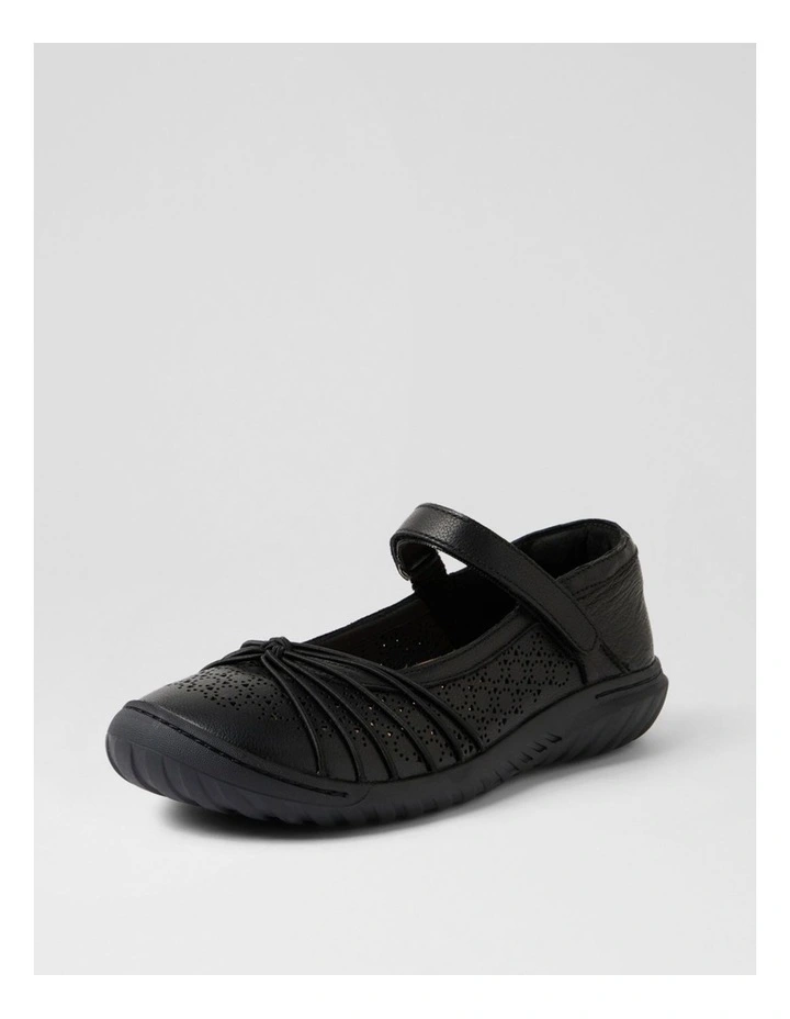 Tayie Black Leather Flat Shoes image 2