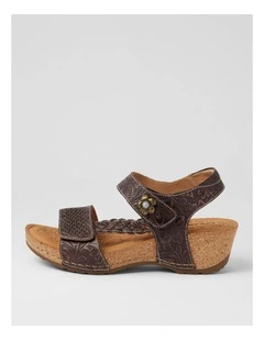 Jade Choc Embossed Leather Wedges