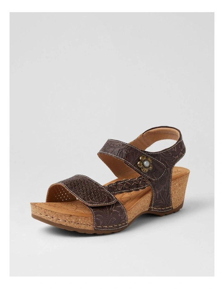 Jade Choc Embossed Leather Wedges image 2
