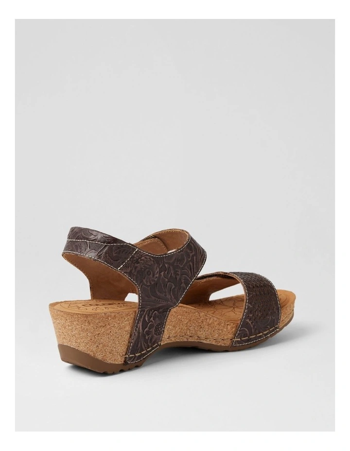 Jade Choc Embossed Leather Wedges image 3