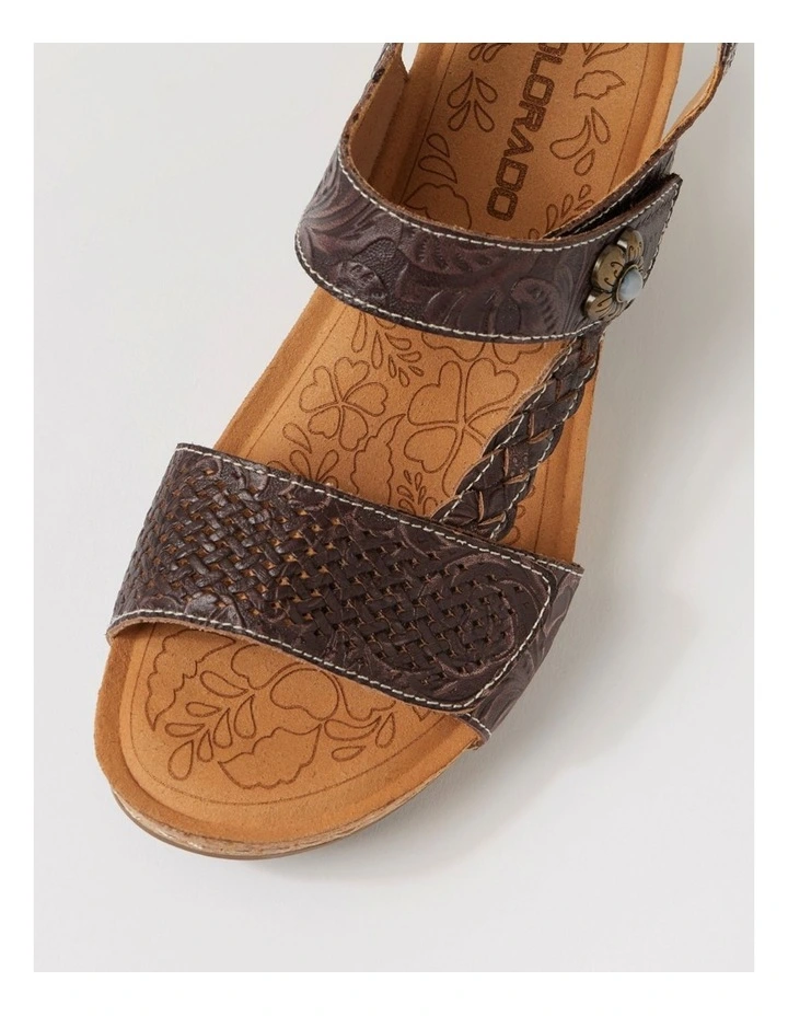 Jade Choc Embossed Leather Wedges image 4