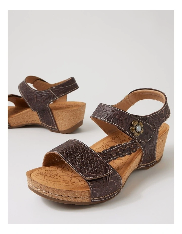 Jade Choc Embossed Leather Wedges image 5