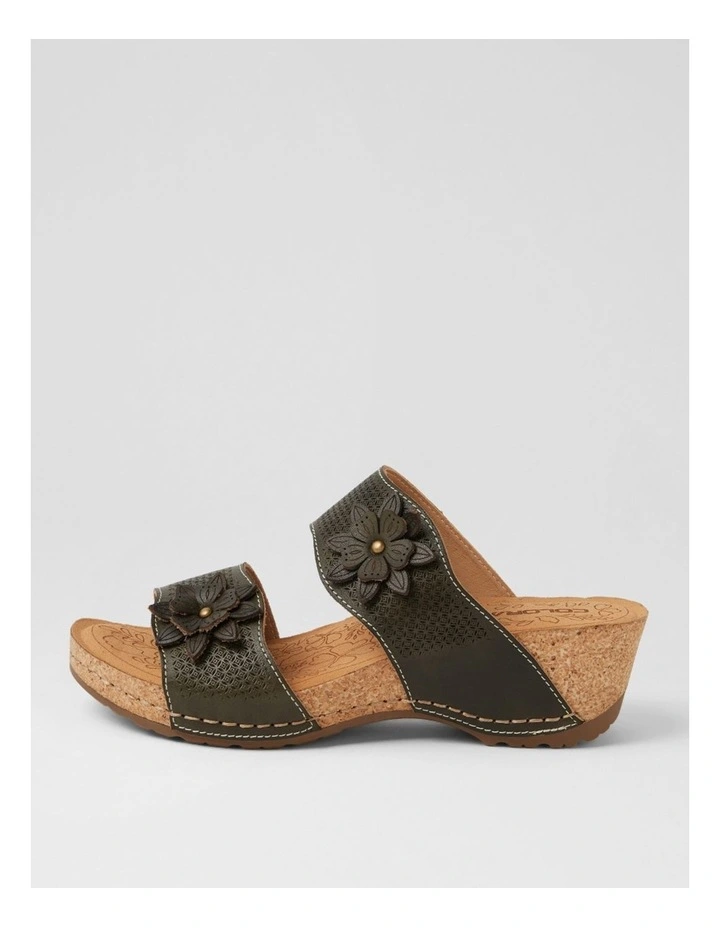 Joie Khaki Embossed Leather Wedges image 1