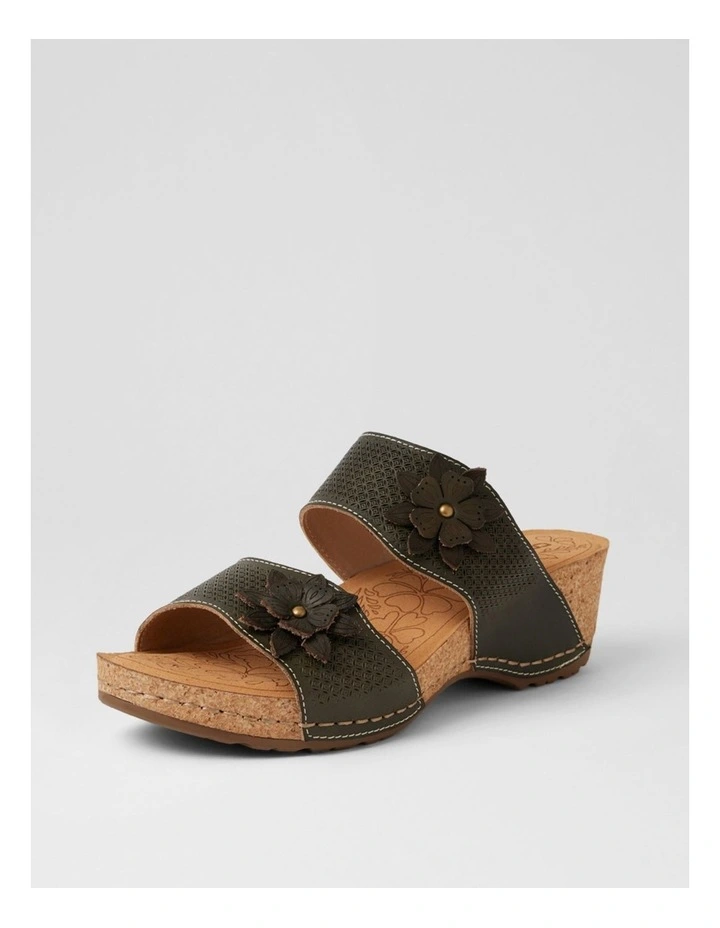 Joie Khaki Embossed Leather Wedges image 2