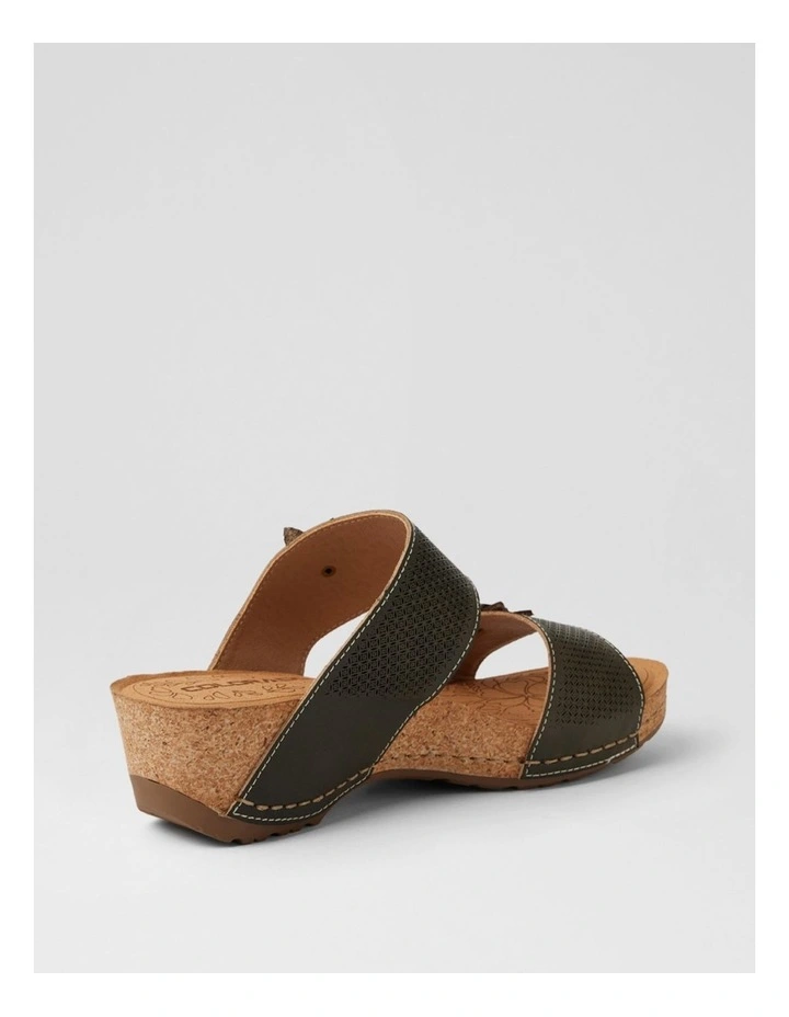 Joie Khaki Embossed Leather Wedges image 3