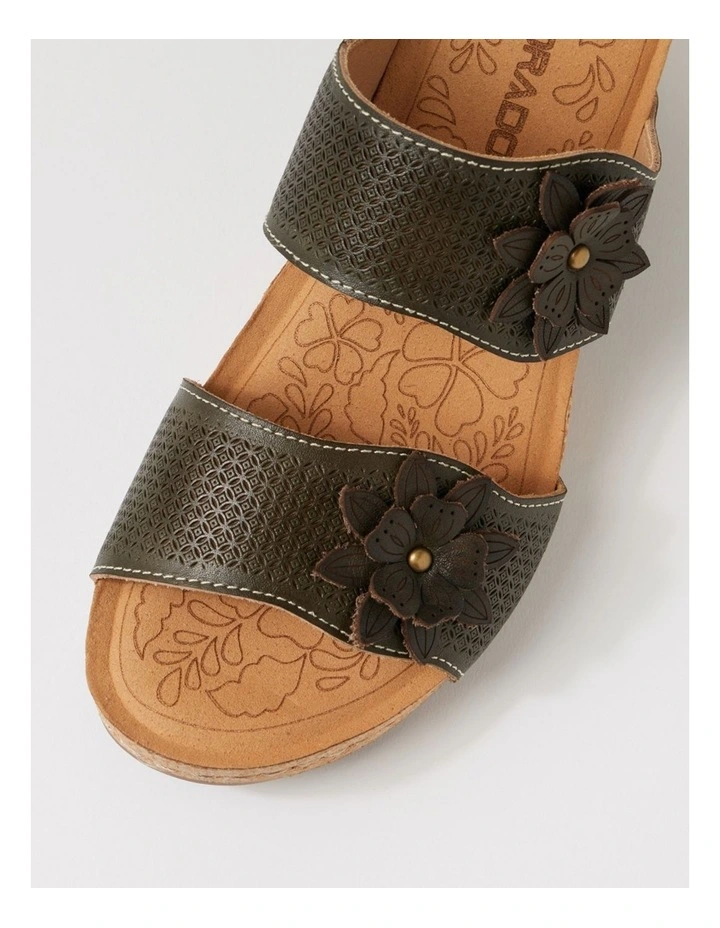 Joie Khaki Embossed Leather Wedges image 4