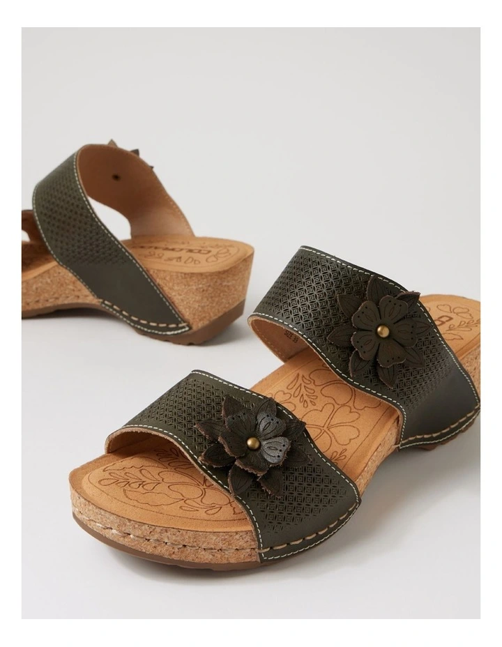 Joie Khaki Embossed Leather Wedges image 5