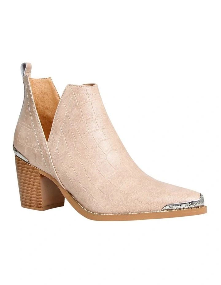 Austin Croc Embossed Ankle Boot in Blush image 2
