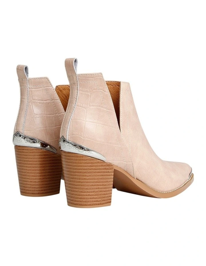 Austin Croc Embossed Ankle Boot in Blush image 4