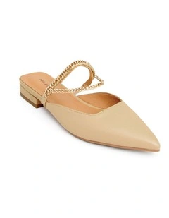 On The Go Leather Flat in Sand