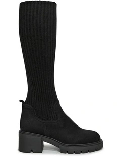 Tokyo Lights Rib Sock Boot in Black