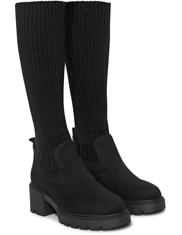 Tokyo Lights Rib Sock Boot in Black image 3